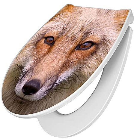 banjado Premium Toilettendeckel mit Absenkautomatik 45x38,4cm / WC Brille Soft Close/hygienischer Toilettendeckel/Klodeckel Duroplast mit Edelstahl Scharnier/Motiv Henryk