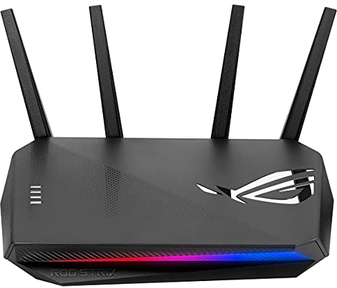 ASUS ROG STRIX GS-AX3000 - Router Wi-Fi 6 dual-band per giochi, compatibile con giochi PS5 e mobili, VPN Fusion, Instant Guard, Gear Accelerator, porta di gioco, QoS adattivo e Aura RGB