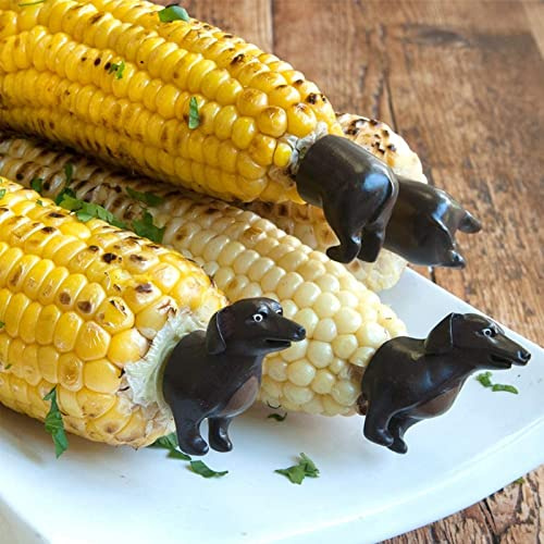 UNHGP Set of 2 Dog Corn Holders, Hot Dog Corn Holders, Corn on The Cob Holders, Corn on The Cob Skewers, Double Fork Sweet Corn Seat, Home Cooking Fork
