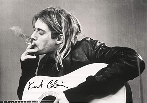 XGAGHB Rauchgitarre, Kurt Cobain Poster, 28 x 43 cm, Grau, matt, ungerahmt, Unisex, Innenbereich, Wohnzimmer, Musik, Grunge Landschaft, Papier, Wandmontage, 1 Count rechteckig