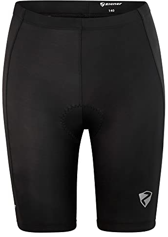 Ziener Unisex Kinder Nimo X-functie Fahrrad Tight Rad Hose Mountainbike Rennrad atmungsaktiv schnelltrocknend gepolstert, Schwarz, 152 EU