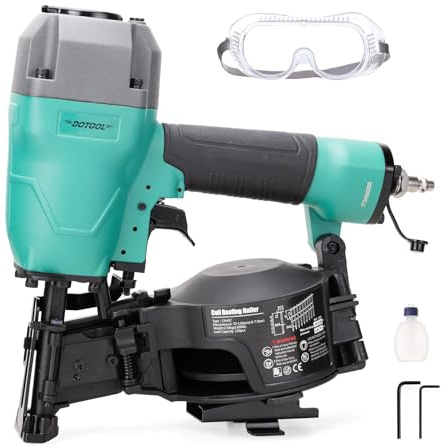 DOTOOL Roofing Nailer CN45C 15 Degree 3/4-Inch to 1-3/4-Inch Roofing Nail Gun Pneumatic Coil Nailer 120 pcs Load Capacity