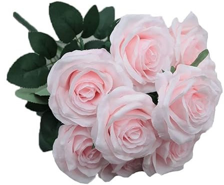ABCWARRT 2 Bündel Kunstblumen Seide Rosenstrauß Hochzeit Hand Blume Home Wohnzimmer Hintergrund Rosen Dekoration (Hell Pink)