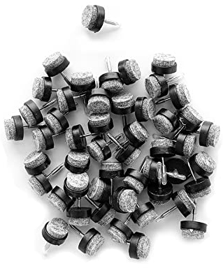 LIKERAINY Antideslizante Patín Fieltro con Clavo Ø17x9mm para Parqué Muebles Silla Pierna Almohadillas de Fieltros para Proteger Suelos de Madera Deslizante Amortiguación Ruido Negro 50 Piezas