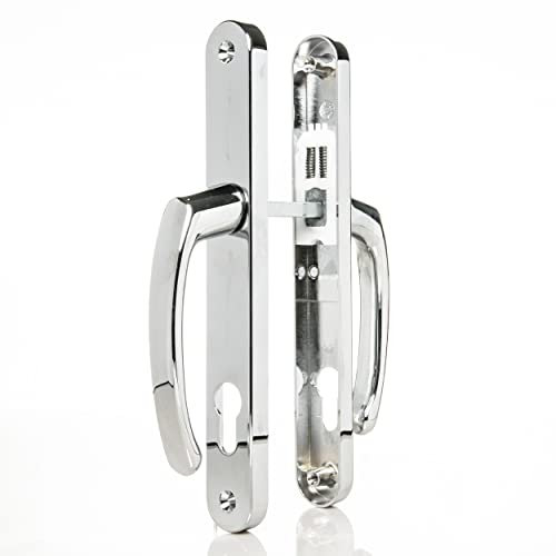 UPVC Door Handles Set - Polished Chrome - Lever/Lever - 92mm PZ (Centres) - 215mm Screw to Screw - Backplate 245mm X 32mm - Chrome Replacement Door Handles