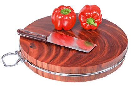 XOOPIT Chopping Board,Treasure-grade Cutting Board Authentic Ironwood 5cm Solid Wood Kitchen Household Circular Wooden Carving Board for Meat and Chopping Vegetables