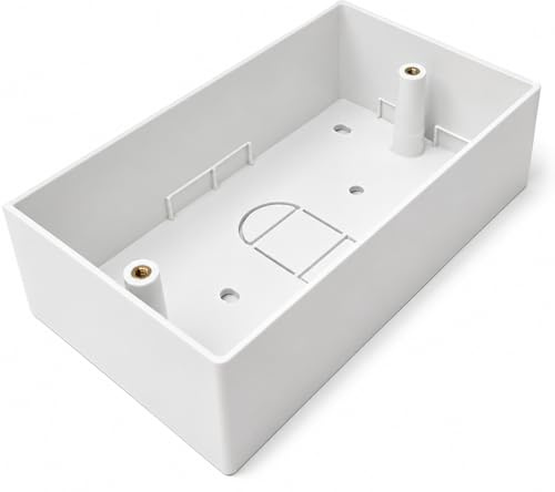 Surface Mounting Back Box for Wallplate Ethernet Faceplate, Multi Cable in/out Points (Double 145mm x 86mm x 45mm, White)