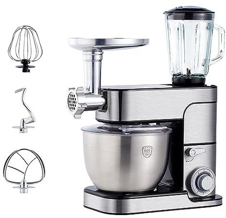 Robot Da Cucina Sbattitore Elettrici 7L 6 Velocità Con Impulso Impastatrice Planetaria Con Gancio Per Pasta, Frusta Per Filo E Frullino Più Accessori Facoltativi Per Cucinare Torte, Dessert, Pane ( Co
