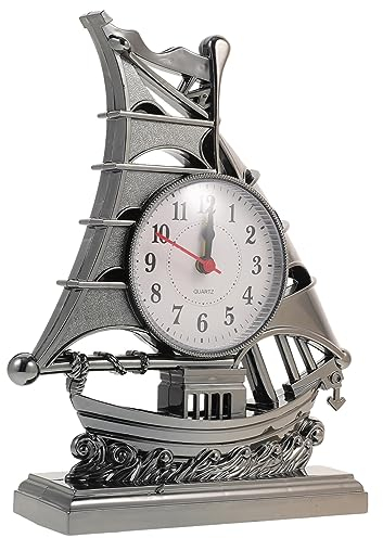 Garneck Dekoratives Segelbootmodell Schiffsuhr Dekorative Tischuhr Für Zu Hause Bücherregal Tischuhr in Ruderform Tischverzierung Plastik Student Das Mittelmeer Dekorative Uhr