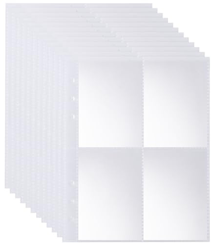 320 Pockets 6 Ring A5 Binder Inserts, JIQEZNL Premium 4 Pocket Card Binder Sleeves, 2.5x3.5 Inch Double Side for 6 Ring Binder, A5 Small Plastic Sleeves for Trading Card, Baseball Card, Photocard
