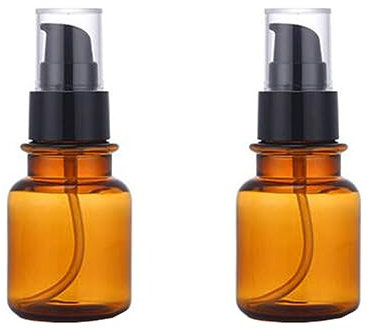 MZUU 2 flaconi vuoti da 80 ml, ricaricabili, in plastica ambrata, con pompa, per cosmetici, detergenti, emulsioni, essenze, creme, lozioni, oli essenziali, dispenser a pompa, flaconcini