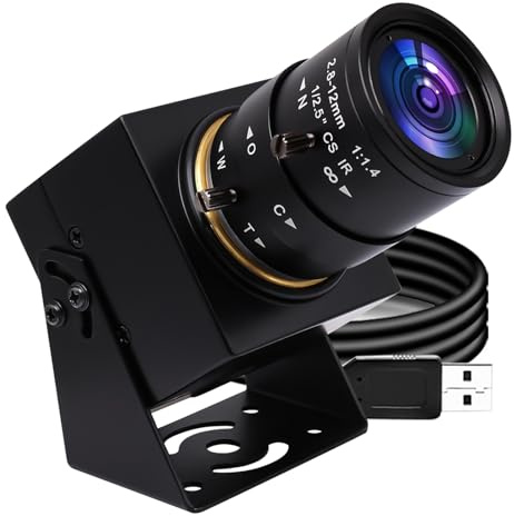 SVPRO USB Camera 1080P Full HD Webcam 2MP Machine Vision Industrial Camera 2.8-12mm Varifocal Lens Manual Focus Webcam 100fps/60fps/30fps for Windows,Mac,Linux,Android