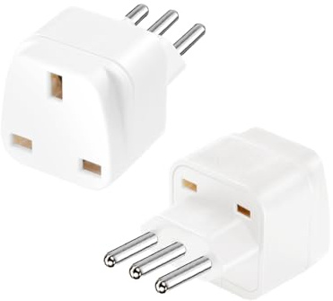 2 Pack UK to Italy Plug Adapter Italy Plug Adapter Travel Adaptor UK to Italian Converter Power Adapter for Italy (White 2Pack)
