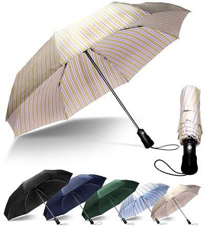 Chakipee Paraguas Plegable Antiviento Hombres - Paraguas Resistente al Viento, Paraguas Automático Portátil Compacto de Viaje, Revestimiento de Tela 210T