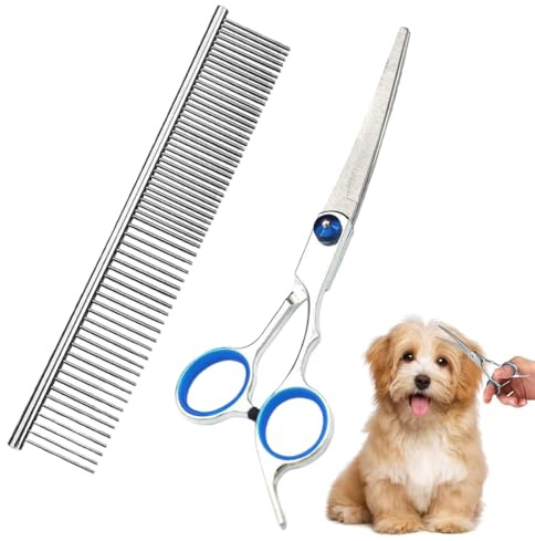 KGDUYC Fellscheren für Hunde Gebogene Fellschere für Hunde und Katzen, Hundepflegeschere aus Edelstahl für Haustiere, Effilierschere Haustier-Stylingschere, professionelle Hundesalon-Pflegeschere