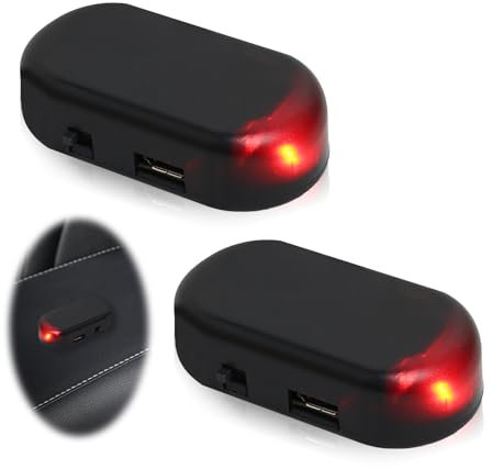 2PCS Antifurto Luci Di Segnalazione LED Allarme Furto Flash Lampeggiante Solar Power Simulato Allarme Per Auto Con La Porta Usb Si Adatta Alla Maggior Parte Delle Auto (Rosso)