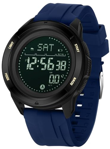 findtime Montre Sport pour Homme Bracelet en Silicon Montre de Randonnée,avec Métronome, Boussole Chronomètre, Podomètre Montre Numérique Digitale Étanche 5ATM Cadran Bonne Lisibilité dans La Nuit