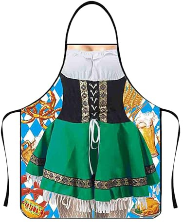 Oktoberfest-förkläde | oljeresistent oktoberfest-förkläde med -oktoberfest-motivtryck | oljeresistent tysk festdräkt Dirndl-förkläde, läderbyxor förkläde för grillning, bakning, chef, kök, presenter