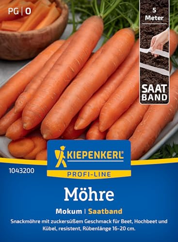 Kiepenkerl Möhrensamen Mokum 1043200, Gemüsesaat | Gemüsesamen für Snackmöhren, Rübenlänge von 16-20 cm, Saatband