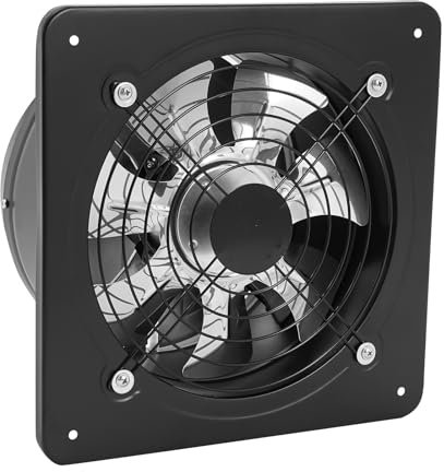 Susoso Abluftventilator Küche, 30cm Wandventilator mit Schützendes Mesh Motorgeschwindigkeit 2600r/min für Garagen 30x30x16cm Schwarz