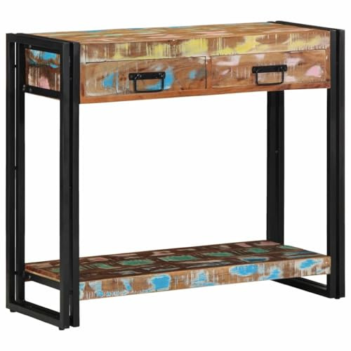vidaXL Table Console Multicolore 90 x 33 x 75 cm Bois Recyclé Solide, Console Élégante pour Hall, Table de Rangement Moderne, Meuble Décoratif pour Petits Espaces, Déco Maison
