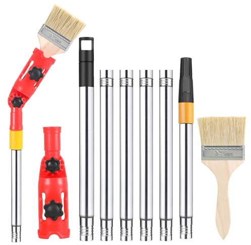 Multi Angle Paint Brush Extender Extension Pole Attachments, Extendable Paint Brush, 1m Paint Roller Extension Pole with Paint Brush, Universal Paint Brush Extension fits Most Rollers and Scrapers