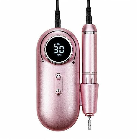 ZKLGS Fresa per Unghie, Nuovo Design Nail Drill 30000 RPM Electric Sander Equipment Display HD Macchina for Manicure for Unghie Set di tornio Professionale(Pink)