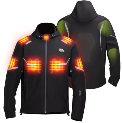 KEMIMOTO Chaqueta Moto Calefactable, Chaqueta Impermeable Calefactora con Batería de 20000 mAh, Cortavientos con Protectores para Moto, Camping, Actividades al Aire Libere