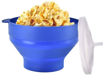 Popcorn Maker Dish - Faltbare Kochschale, Runde Mikrowellenbehälter, Kühlgriff Griff | Langlebige Silikonstruktur Der Lebensmittelqualität, Mes -freie Entlüftungsabdeckungen Vereinfachen Die Vorbereit