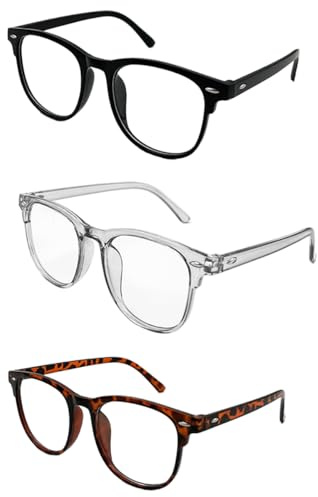 mkemka 3 Stück Blaulichtfilter Brille brille ohne stärke damen nerd brille ohne stärke brilles ohne stärkes Blue Light Blocking Glasses für Damen Herren