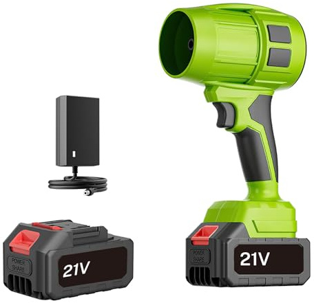 Souffleur a Batterie,500W Portable Souffleur Turbo sans Fil,21V Batteries,130000RPM,Souffleuse à Poussière électrique pour Feuilles,Neige et poussière,Jardin L'entretien Pelouse (avec 1 Batterie)