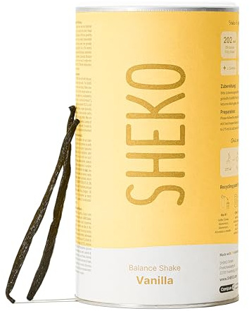 SHEKO - Frullato sostitutivo di base - 21 frullati per barattolo - Alto contenuto proteico - Gusto naturale - Frullato dimagrante - Dieta (378 g), Vaniglia)