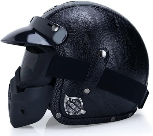 Retrò Harley Motociclo Mezzo Casco, 3/4 Faccia Aperta Caschi, DOT/ECE Approvato, Incrociatore Chopper Scooter Getto Anti-collisione Casco da Moto, per Adulto Uomini Donne