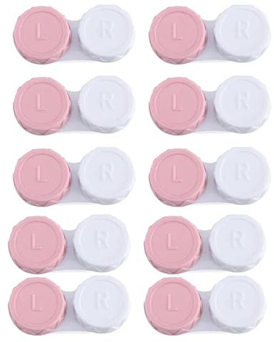 Contact Lens Cases,Contact Lenses Case Box 100pc Mini Contact Lens Case for Eyes Travel Kit Holder Glass Cosmetic Lenses Box Container Accessaries(100pcs Pink)