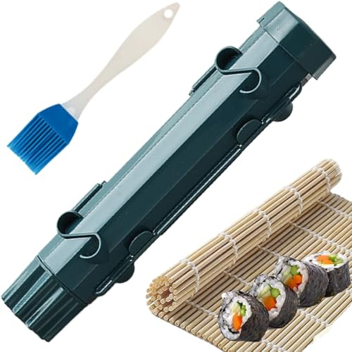Sushi Set zum Selber Machen Maker Roller, Onigiri Maker, 3-teiliges Sushi Bazooka Set, Sushi Set Geschirr, Bürste und Smatte, DIY Sushi Roller Tool für Anfänger zu Hause