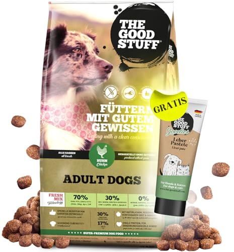 The GOODSTUFF Huhn (Adult) 12,5 kg + Leber Pastete Geflügel | Hochwertiges Hundetrockenfutter getreidefrei | Mit Hühnerfleisch | Hundefutter trocken für ausgewachsene Hunde | Trockenfutter für Hunde