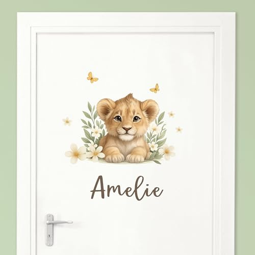 Little Deco Türaufkleber, Wandtattoo Kinderzimmer, Löwenjunges | Wandsticker, Sticker personalisiert, Babyzimmer Deko, Wunschtext Aufkleber, Tür Namensschilder Kinder, Stickers selbstklebend