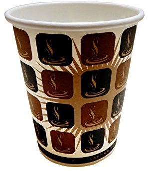 100 8OZ. (227ml) Mocha Disposable Paper Coffee Cups + FREE Coffee Stirrers