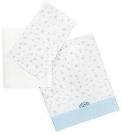 TI TIN Parure de Lit Bébé 50x80 cm 100% Coton - Lot de 3 Pièces avec Drap Plat, Drap-Housse Élastiqué et Taie d’Oreiller pour Berceau - Douce et Respirante