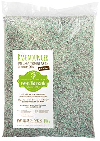 Rasendünger 10kg für 200m² | vom Rollrasen-Produzenten Fonk | Langzeitwirkung für einen dichten & grünen Rasen