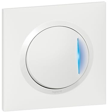 Legrand 600710 Interrupteur ou va-et-vient avec voyant témoin dooxie one 10AX, 250V~ livré avec plaque carrée blanche et griffes