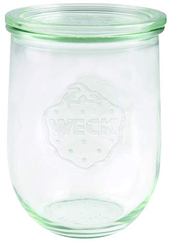Weck Tulpenglas 1 l (Hochwertiges Einweck, Einmach Glas mit Glasdeckel; zum Einkochen; Hitzebeständig; Mikrowellengeeignet; Backofengeeignet; Rundrandglas) 745, 6 Stück