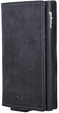 mogdi Nano Black Premium Herren Portmonee RFID Schutz Kartenetui Business Geldbörse feinstes A++ Echtleder Wallet Geldbeutel (schwarz)