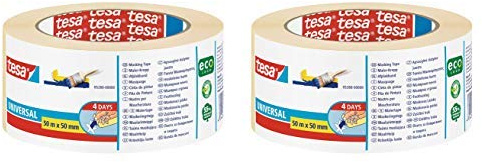 tesa Malerband für einfache Malerarbeiten, 50m x 50mm (2 Rollen 50m:50mm)
