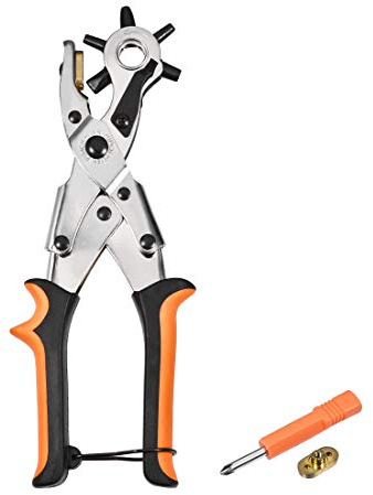 uxcell Punch Pliers 250mm 3 in 1 Leather Hole Punch Tool with 6 Size for DIY Home or Craft Projects