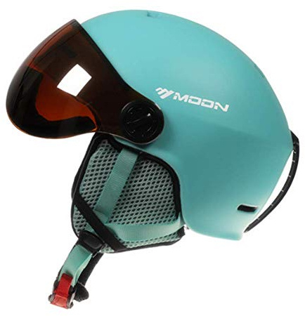 Skid-/snowboardhjälm unisex lätt professionell justerbar snösporthjälmar med skyddsglasögon (blå, medium)
