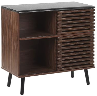 Beliani Aparador con Acabado de Madera Oscura 80 x 40 x 80 cm Mueble rústico con Puertas correderas Perth