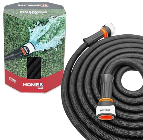 Home It® Gartenschlauch Flexibel 45m | Dehnbarer Flexschlauch mit TPR-Kupplungen | Garten Wasserschlauch mit Hochwertigem Latex im Innenmaterial | Max. 8 Bar Arbeitsdruck