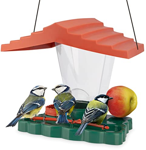 WILDLIFE FRIEND I 3 in 1 Vogelhaus zum Aufhängen - Vogelfutterhaus, Vogelfutterspender inkl. Meisenknödelhalter und Vogeltränke für Wildvögel