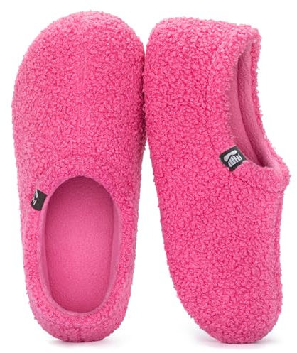 RockDove Women's Teddy Fleece Closed Back Indoor Slipper, Size 9-10 US Women, Hot Pink
